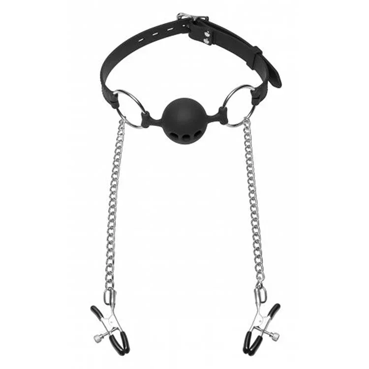 Ball Gag with Clamps