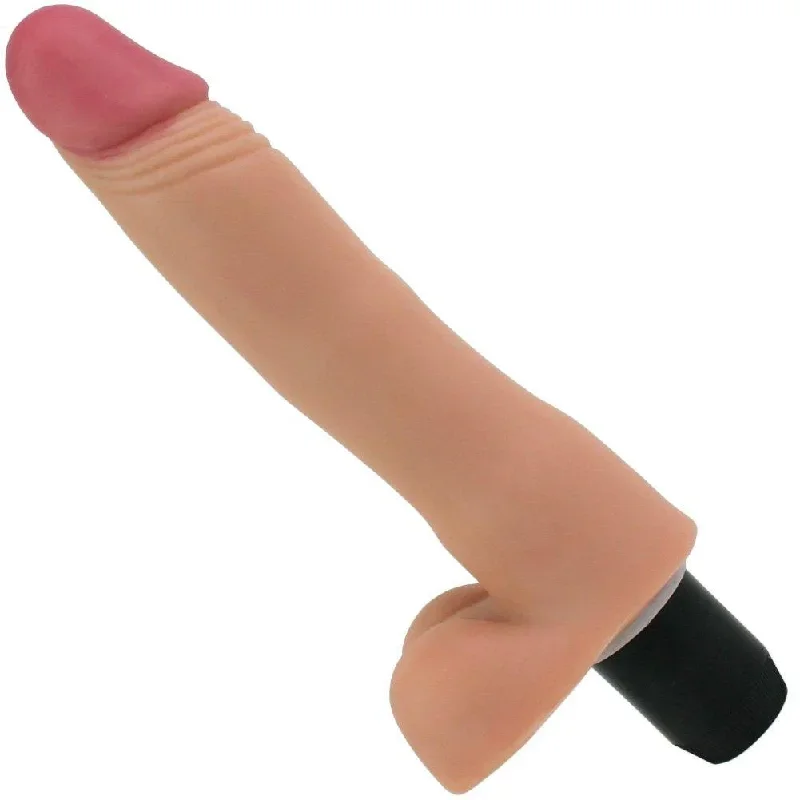 Vibrating Dildo with Balls - Flexes and Bends As You Move!