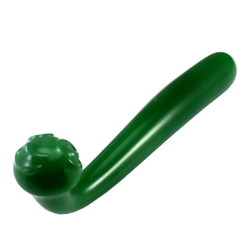 Green J-Shaped Crystal Double Headed 7"" Strap On Dildo