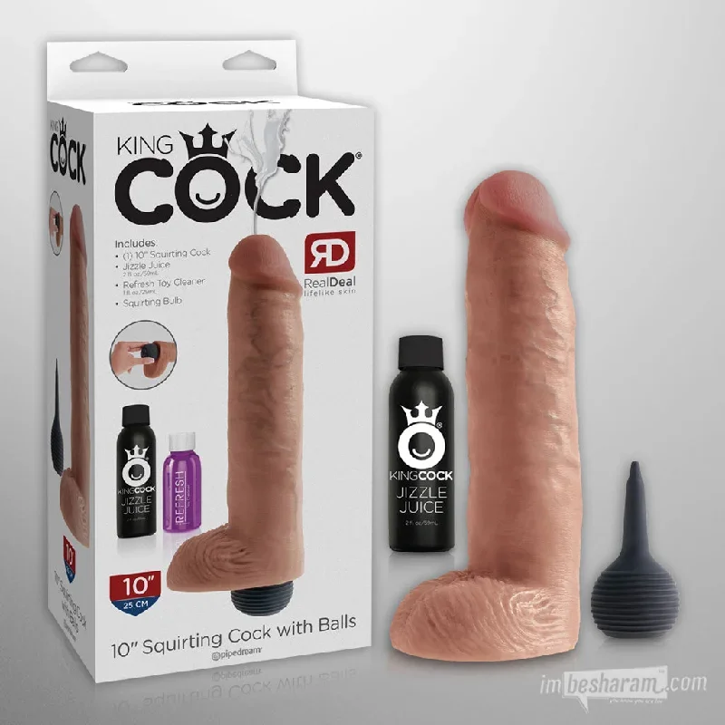 King Cock 10"" Squirting Dildo with Balls