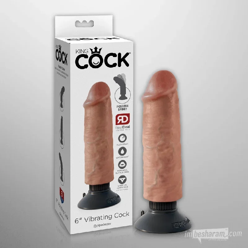 King Cock 6"" Vibrating Realistic Dildo