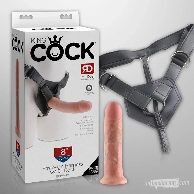 King Cock Strap-on Harness with 8"" Realistic Dildo