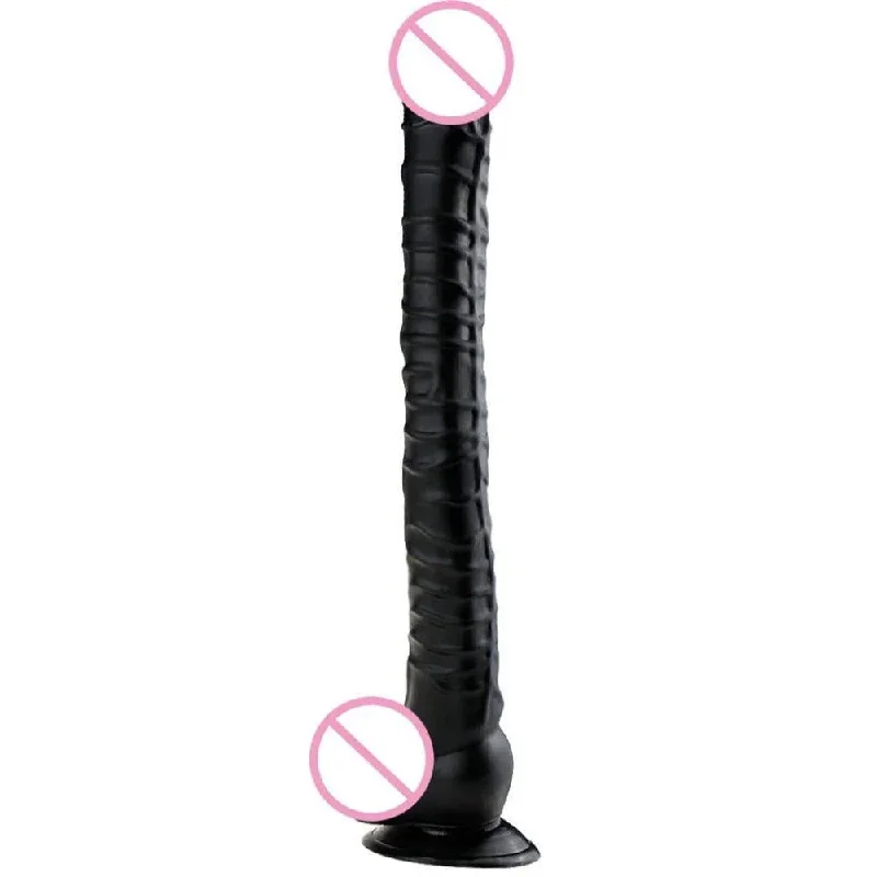 Lengthy 15"" G Spot Massager Long Black Dildo