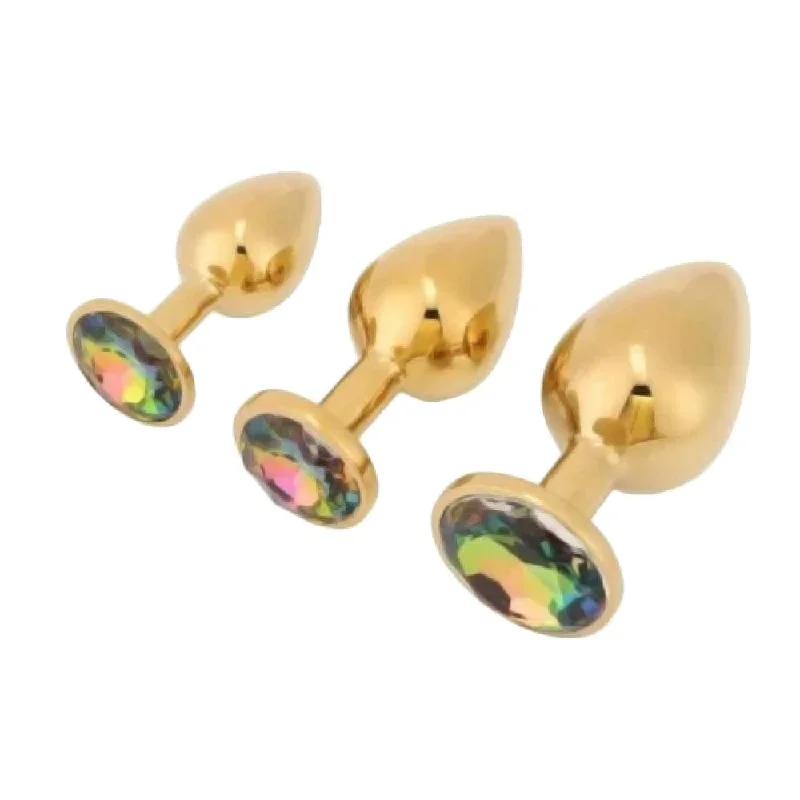 Stunning Gold Princess Butt Plug 3 Piece Set X-Large