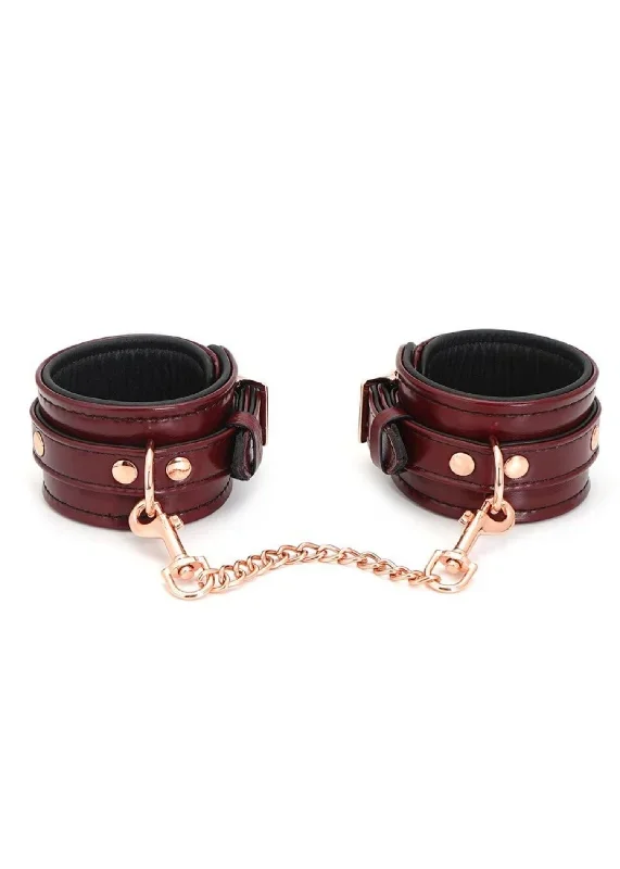 Wine Red Leather Ankle Cuff