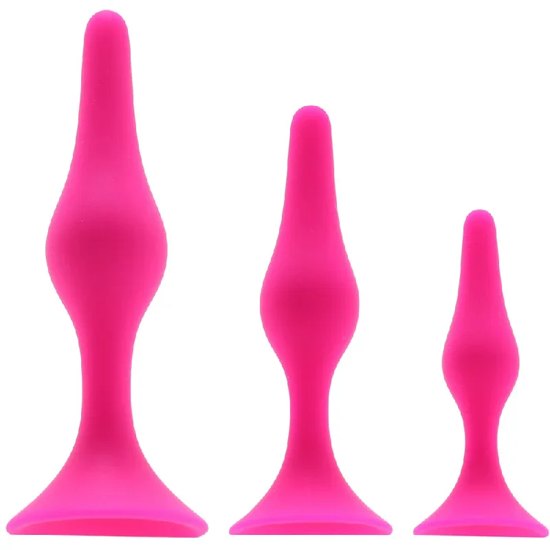 Luxe Beginner Silicone Butt Plug Kit in Pink