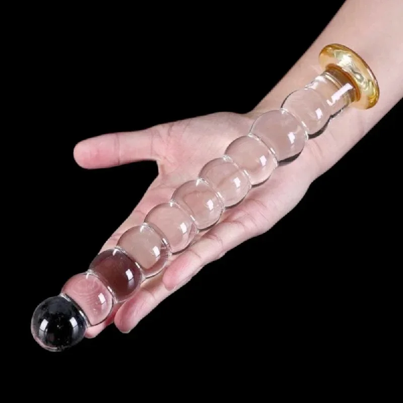 luxurious-beaded-10-inch-large-glass-dildo