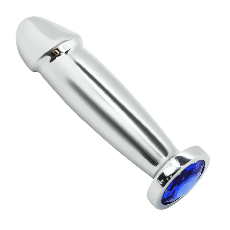 Penis Shape Metal Anal Plug Dildo With Jewel