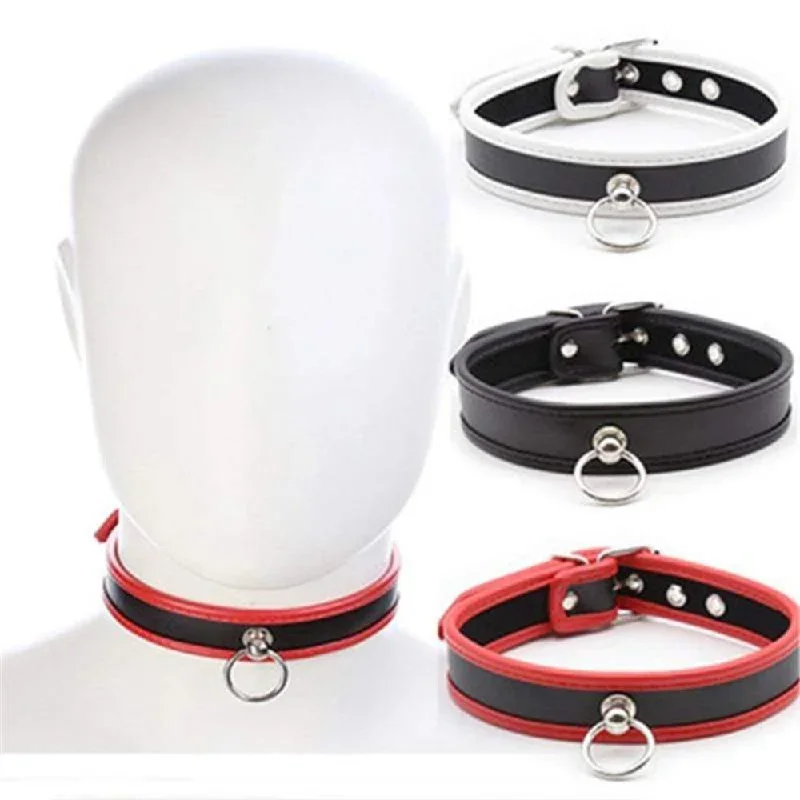 O Ring Collar Bondage Leather Choker for Humans