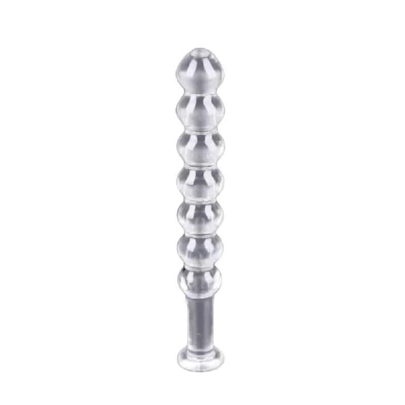 Pleasure Glass Crystal Beaded 5.91"" Dildo