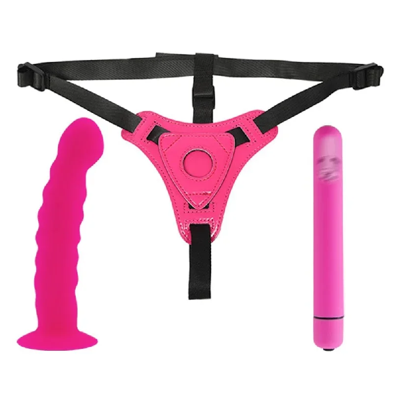 Pretty Pink Harness With Dildo