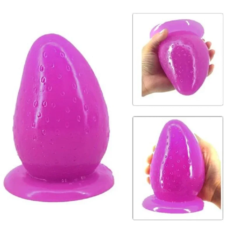 purple-strawberry-anal-dildo-with-suction-cup