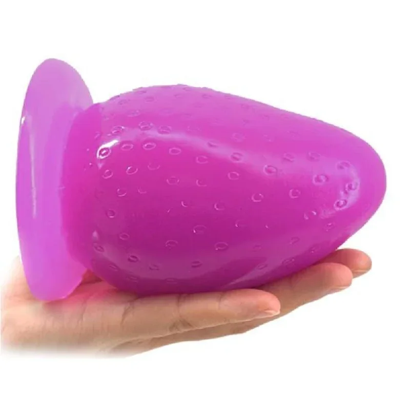 purple-strawberry-anal-dildo-with-suction-cup