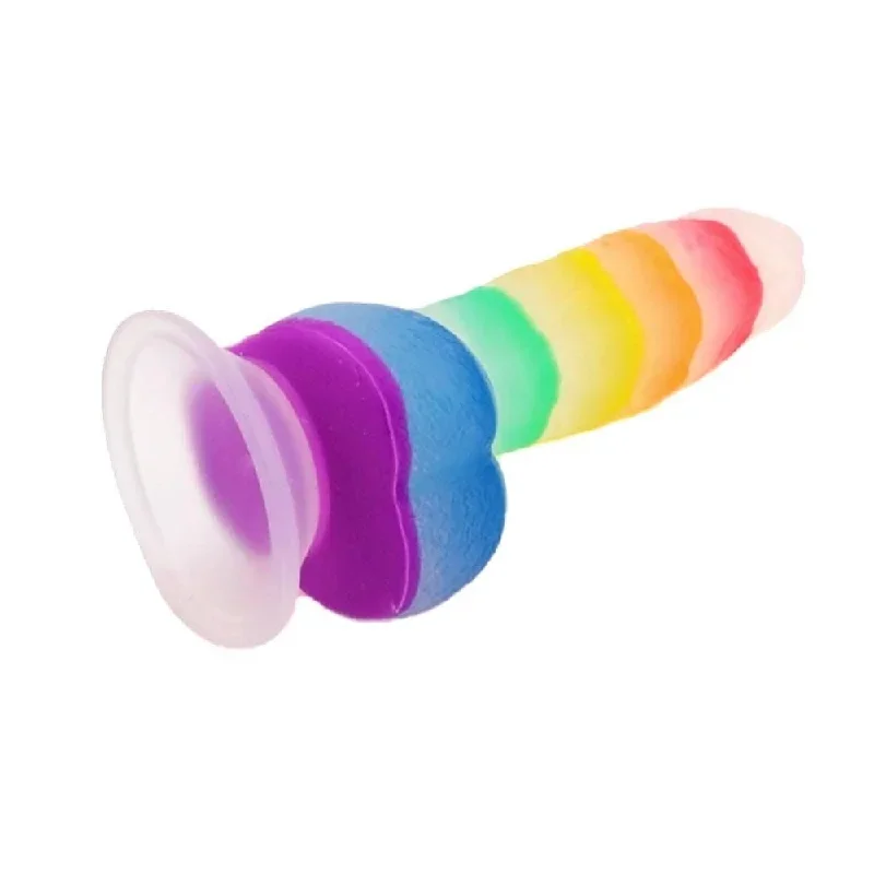 realistic-7-inch-jelly-rainbow-dildo-with-suction-cup-and-balls