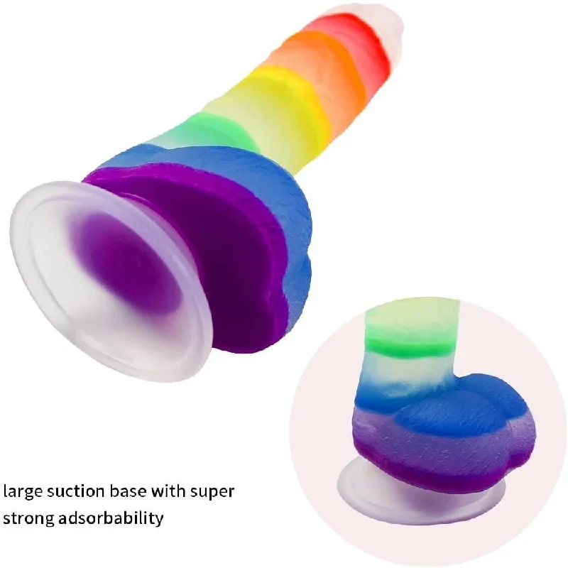 realistic-7-inch-jelly-rainbow-dildo-with-suction-cup-and-balls