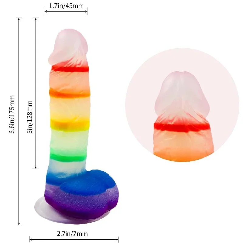 realistic-7-inch-jelly-rainbow-dildo-with-suction-cup-and-balls