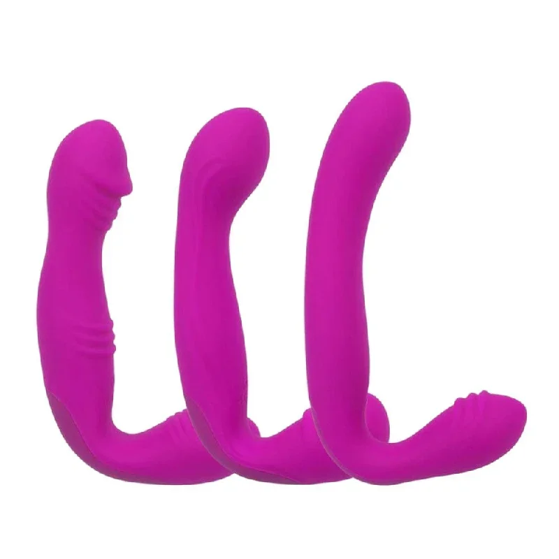 Rechargeable L-Shaped Pegging Strapless Dildo