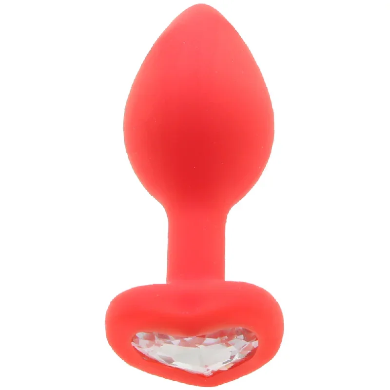 Regular Diamond Heart Butt Plug in Red