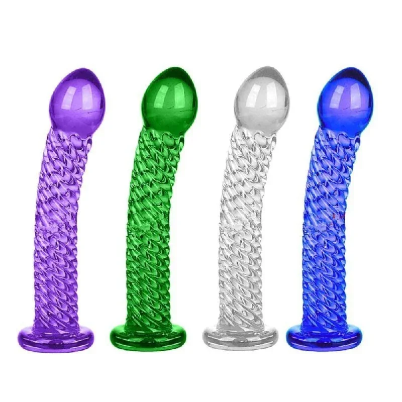 Scaly Stimulation Colored 7"" Glass Dildo