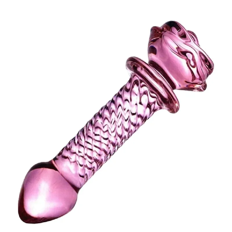 Seductive Pink Glass 6.3"" Rose Dildo