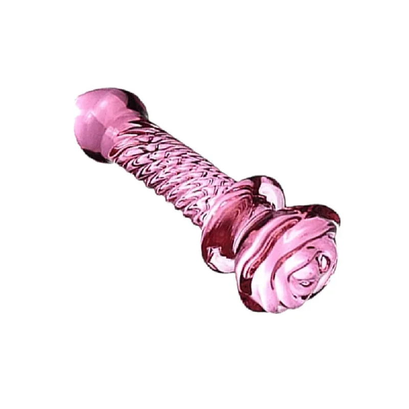 seductive-pink-glass-rose-dildo