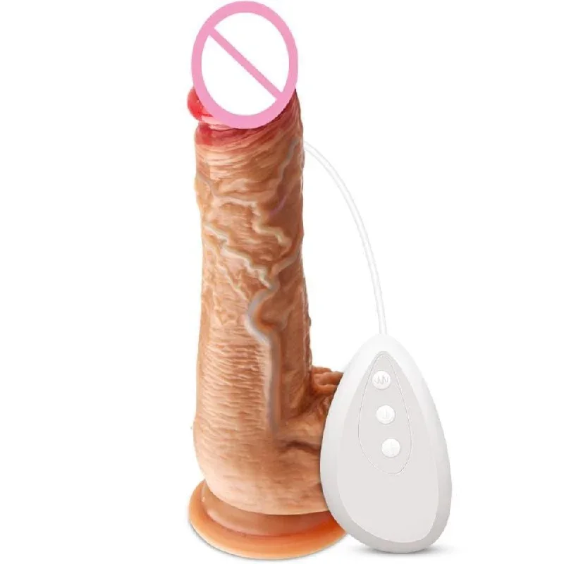 Realistic Heated Silicone Thrusting Dildo Vibrator