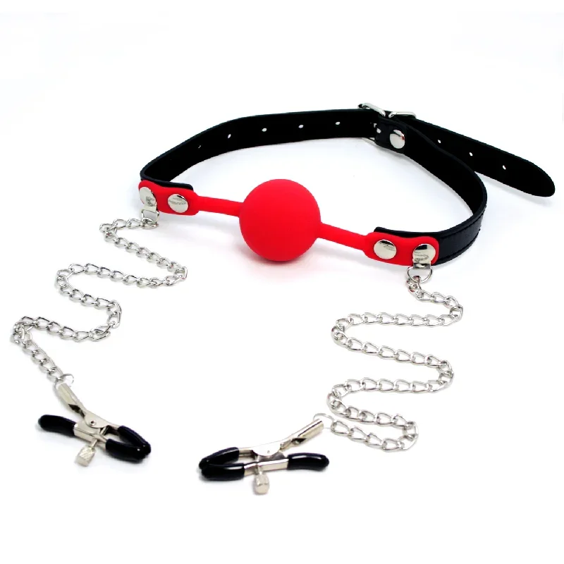 Silicone Ball Gag & Nipple Clamps